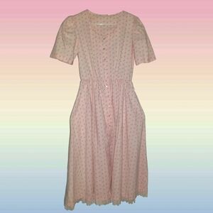 Vintage Alicia Pink Cottage Core Ankle Length Dress